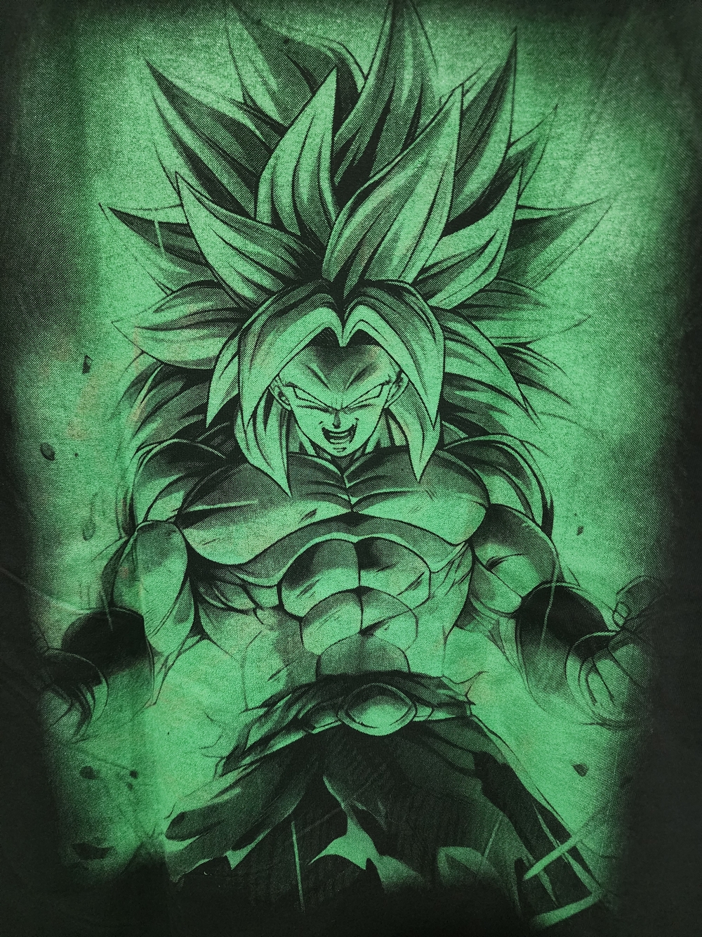 Dragon Ball Z Broly Inspired Men's Black UV Graphic T-Shirt Green Anime Warrior - Picture 4 of 8